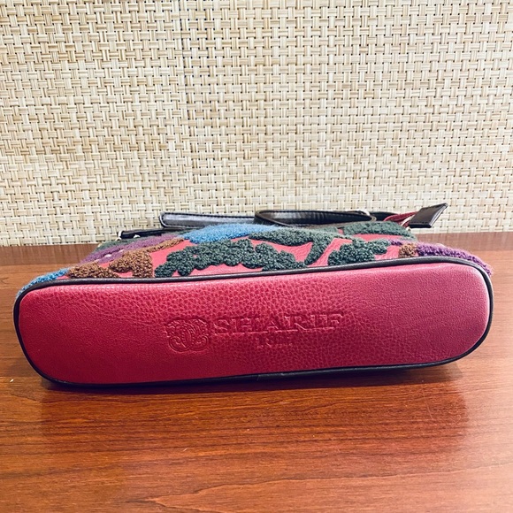 🌟2xHP🌟NWOT Sharif Bouclé 3D Floral Marsala Rose Leather Crossbody/Clutch Bag - Picture 13 of 16